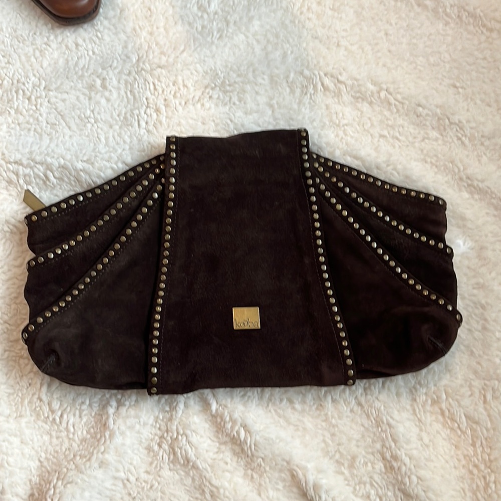 Kooba brown suede clutch like new